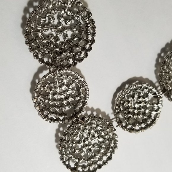 Dana Buchman Vintage Concho Silver Tone Necklace Nice Abstract - Picture 9 of 16